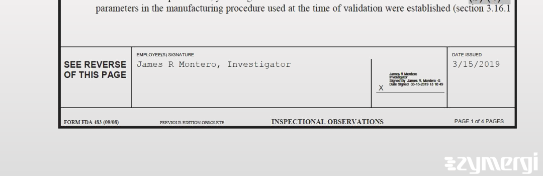 James R. Montero FDA Investigator 