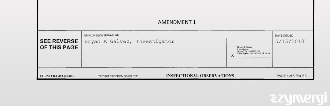 Bryan A. Galvez FDA Investigator 