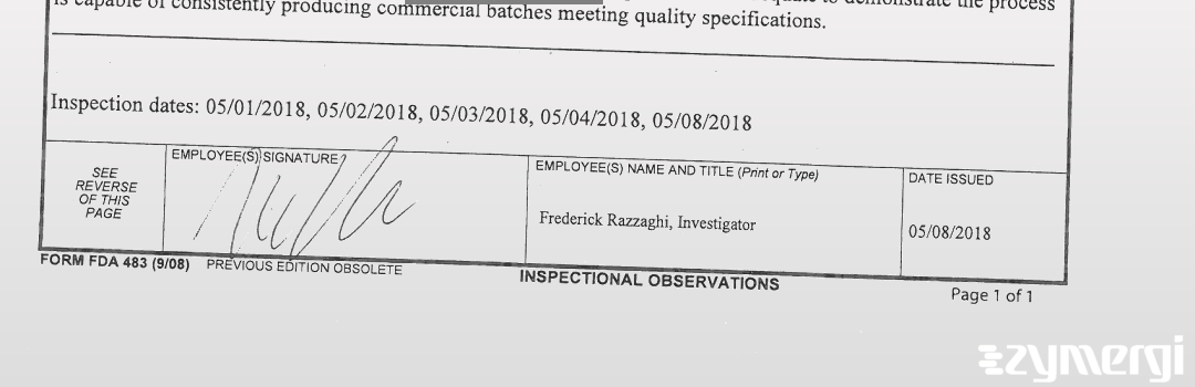 Frederick Razzaghi FDA Investigator 