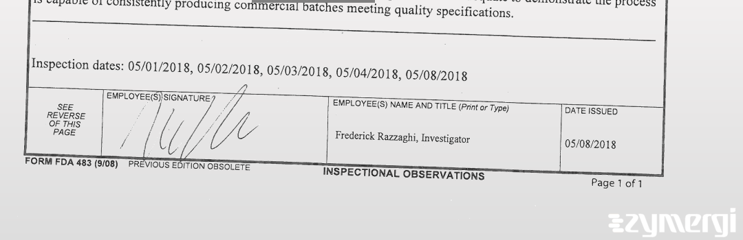 Frederick Razzaghi FDA Investigator