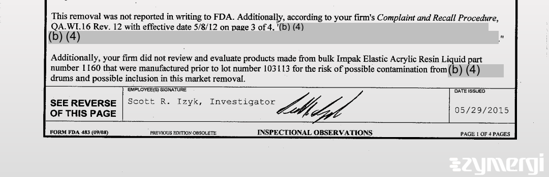 Scott R. Izyk FDA Investigator