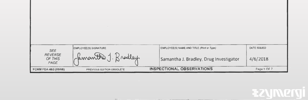 Samantha J. Bradley FDA Investigator 