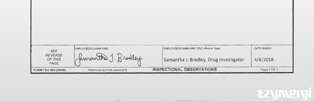 Samantha J. Bradley FDA Investigator