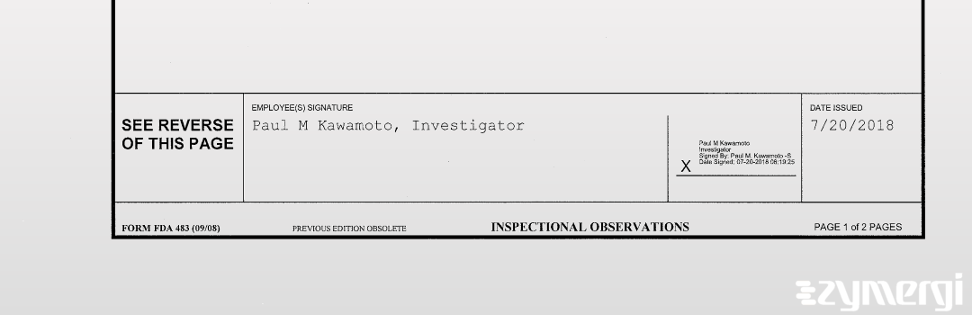 Paul M. Kawamoto FDA Investigator 