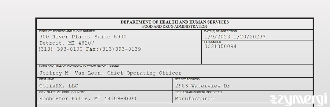 FDANews 483 CofixRX, LLC Jan 20 2023 top