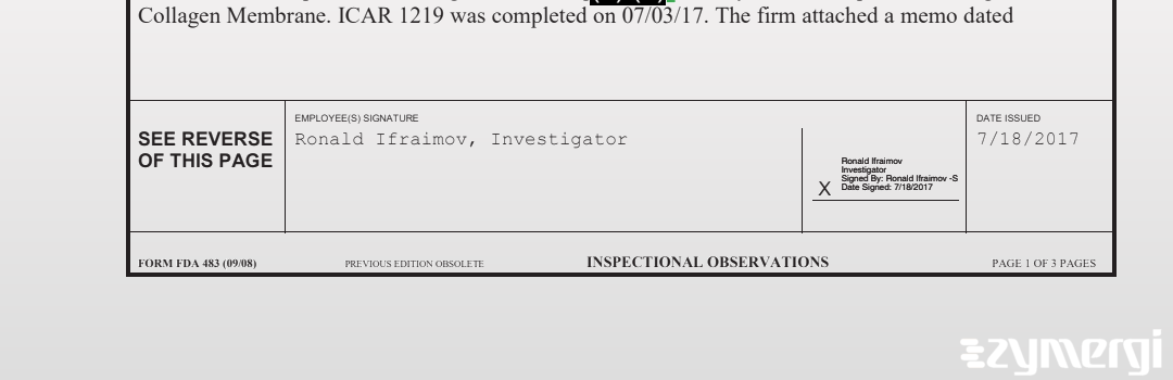 Ronald Ifraimov FDA Investigator