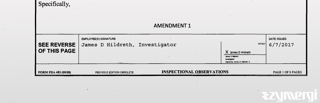 James D. Hildreth FDA Investigator 