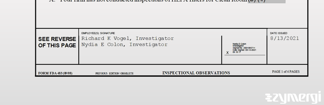 Richard K. Vogel FDA Investigator Nydia E. Colon FDA Investigator 