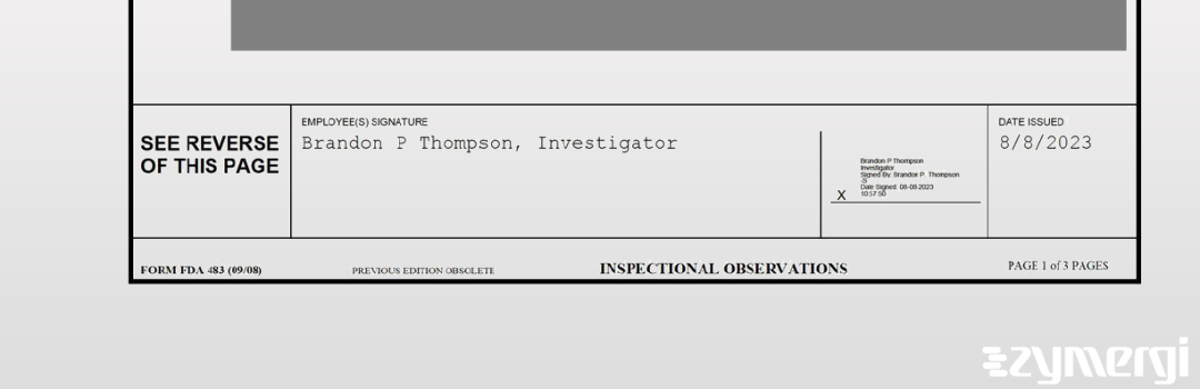Brandon P. Thompson FDA Investigator