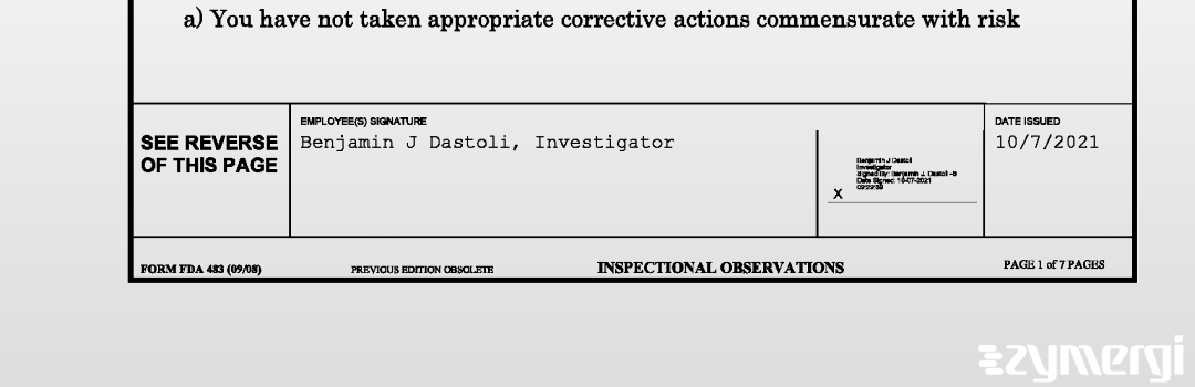 Benjamin J. Dastoli FDA Investigator