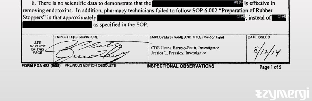 Jessica L. Pressley FDA Investigator Ileana Barreto-Pettit FDA Investigator