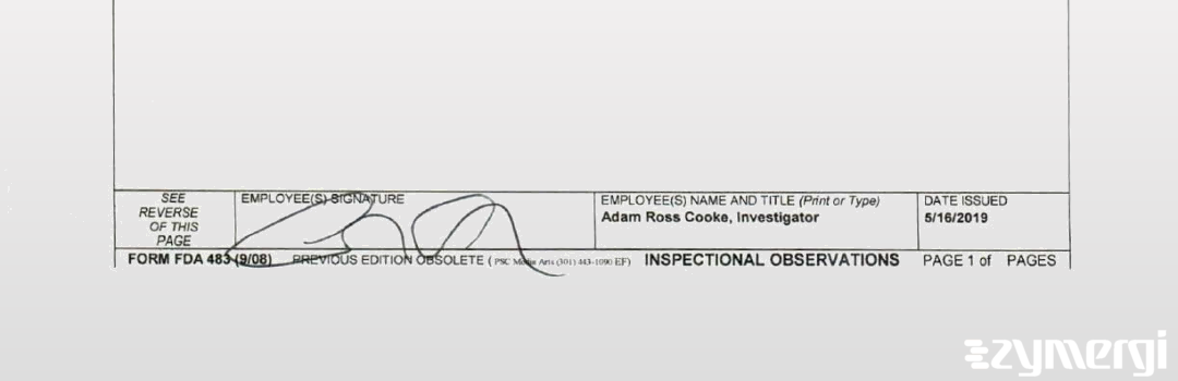 Adam R. Cooke FDA Investigator 