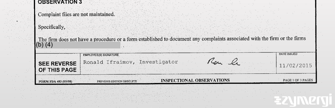 Ronald Ifraimov FDA Investigator
