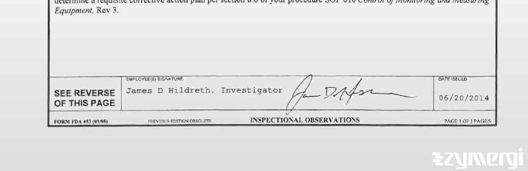 James D. Hildreth FDA Investigator