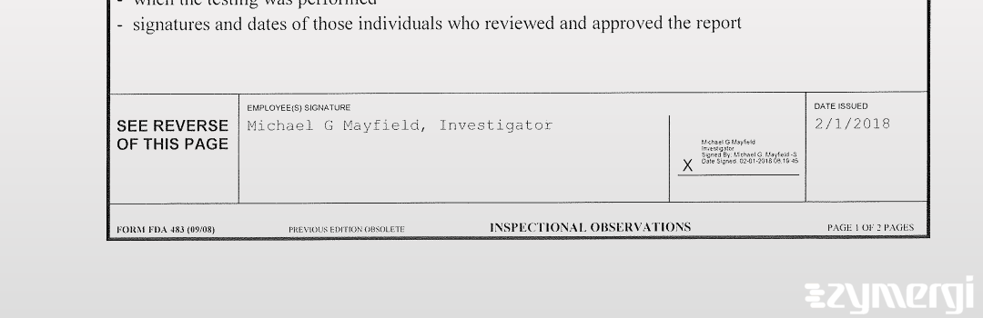 Michael G. Mayfield FDA Investigator