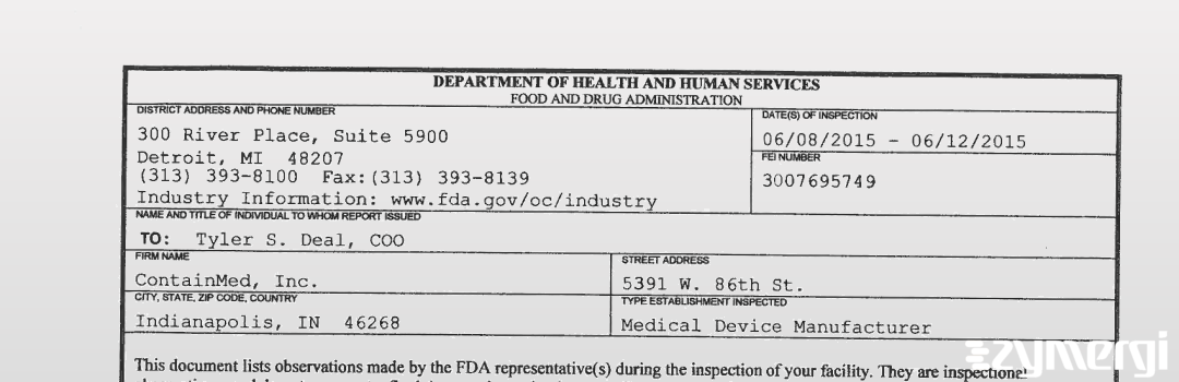 FDANews 483 ContainMed, Inc. Jun 12 2015 top