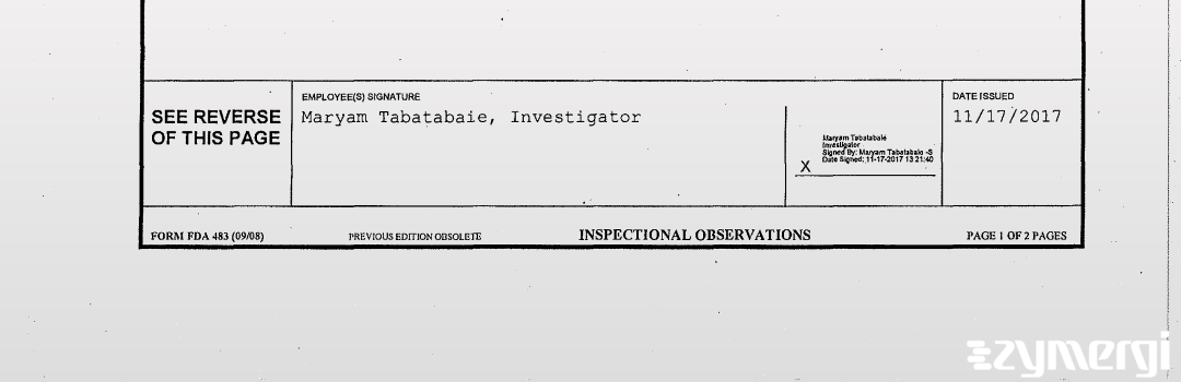 Maryam Tabatabaie FDA Investigator