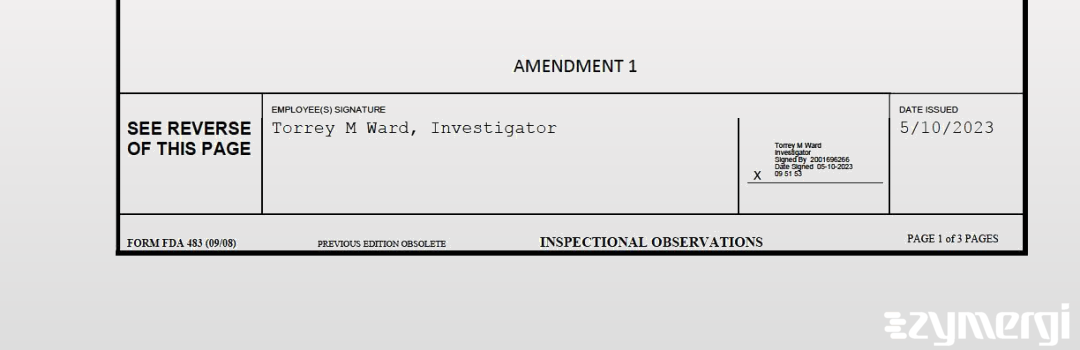 Torrey M. Ward FDA Investigator 