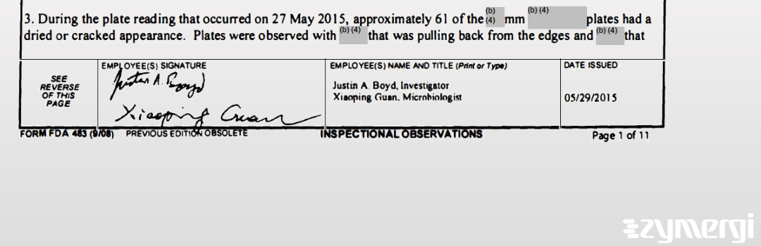 Justin A. Boyd FDA Investigator Xiaoping Guan FDA Investigator 