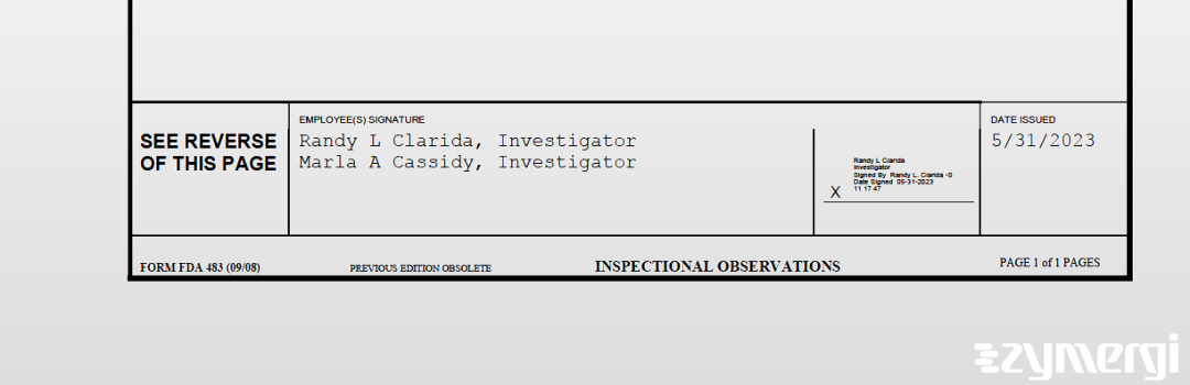 Randy L. Clarida FDA Investigator 