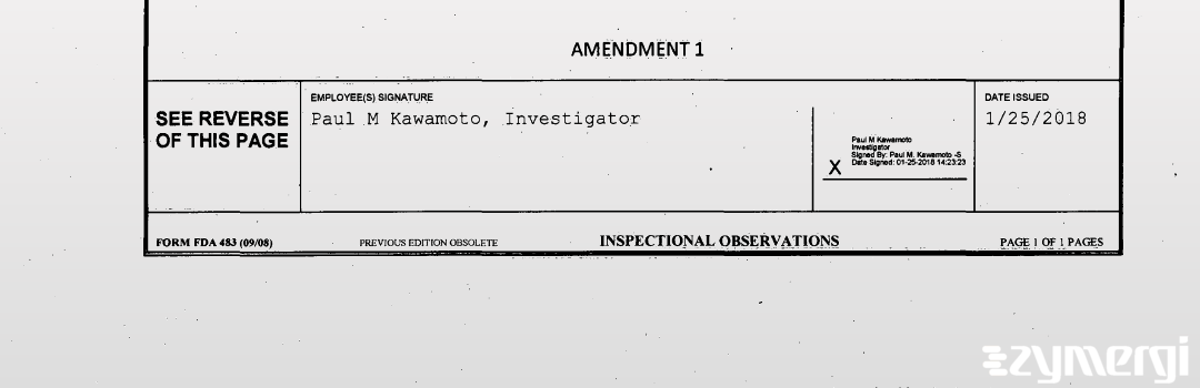 Paul M. Kawamoto FDA Investigator 