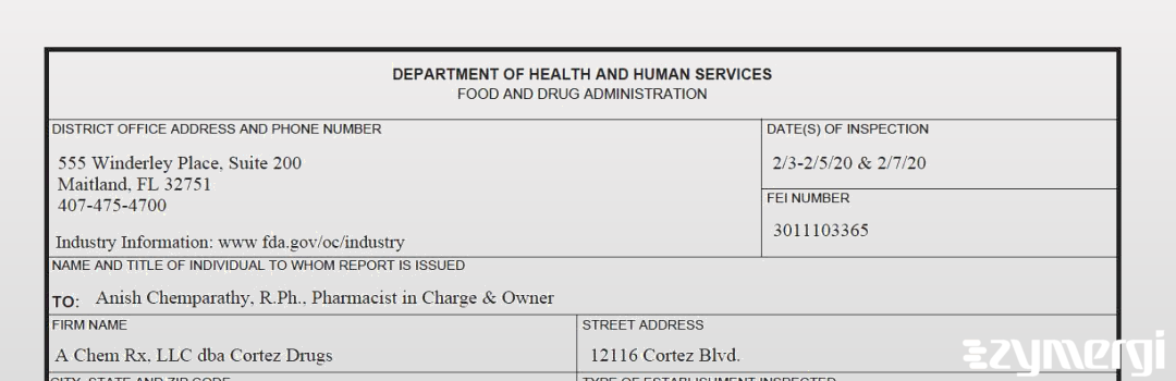 FDANews 483 Cortez Drugs Feb 7 2020 top