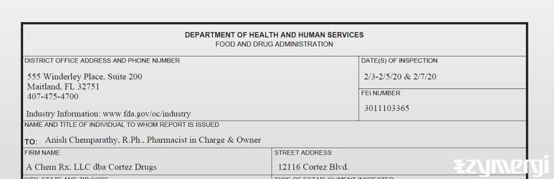 FDANews 483 Cortez Drugs Feb 7 2020 top
