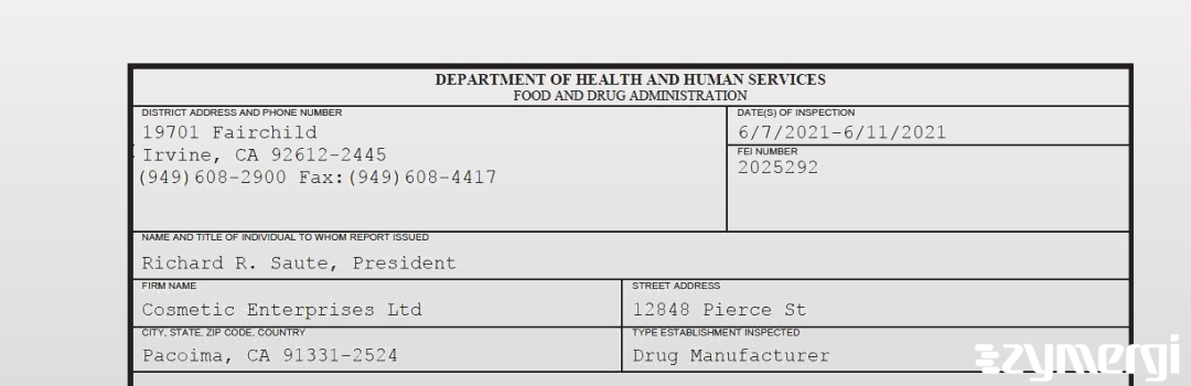 FDANews 483 Cosmetic Enterprises Ltd Jun 11 2021 top