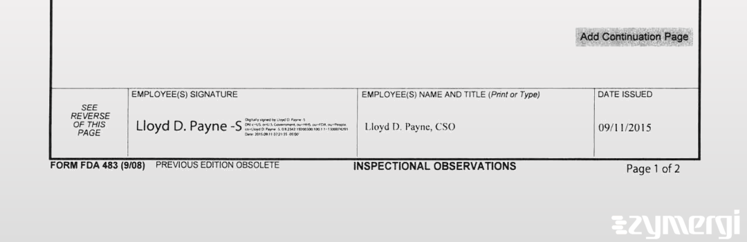 Lloyd D. Payne FDA Investigator 