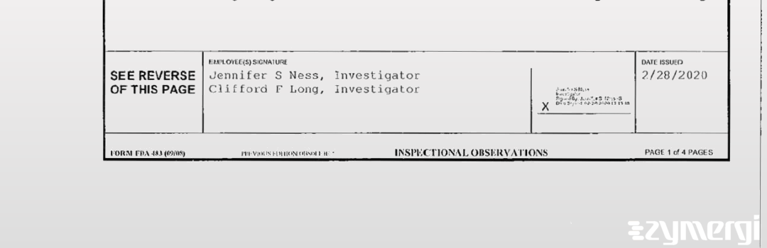 Jennifer S. Ness FDA Investigator Clifford F. Long FDA Investigator 