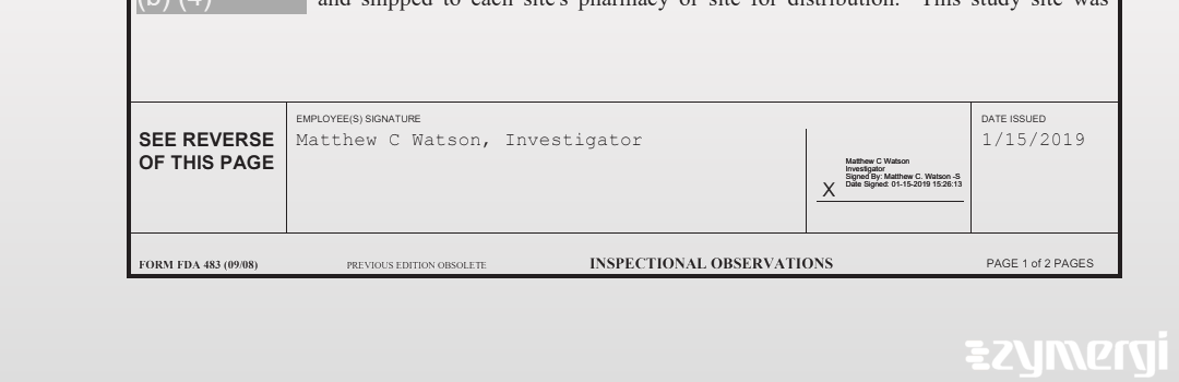 Matthew C. Watson FDA Investigator 