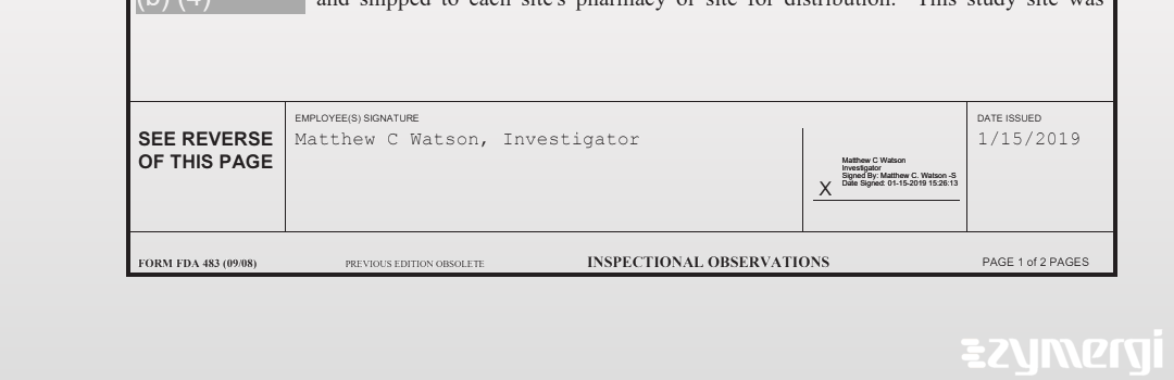 Matthew C. Watson FDA Investigator