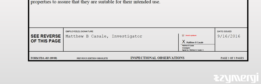 Matthew B. Casale FDA Investigator 