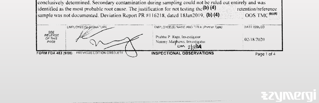 Prabhu P. Raju FDA Investigator Nimmy Mathews FDA Investigator 