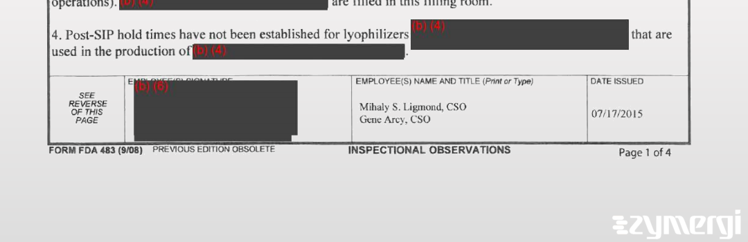 Gene D. Arcy FDA Investigator Mihaly S. Ligmond FDA Investigator 