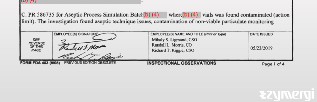 Richard T. Riggie FDA Investigator Mihaly S. Ligmond FDA Investigator Randall L. Morris FDA Investigator 