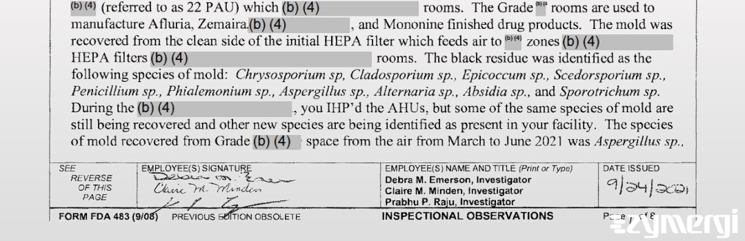 Prabhu P. Raju FDA Investigator Debra M. Emerson FDA Investigator Claire M. Minden FDA Investigator 