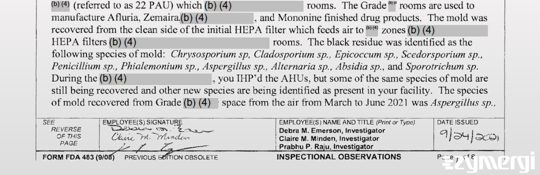 Prabhu P. Raju FDA Investigator Debra M. Emerson FDA Investigator Claire M. Minden FDA Investigator