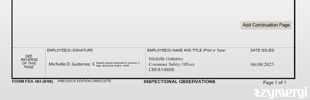 Michelle D. Gutierrez FDA Investigator