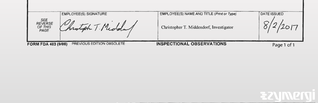 Christopher T. Middendorf FDA Investigator 