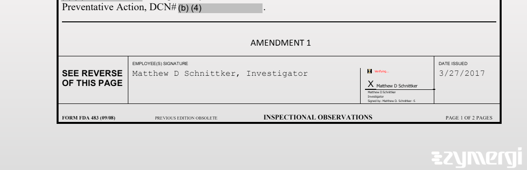 Matthew D. Schnittker FDA Investigator 