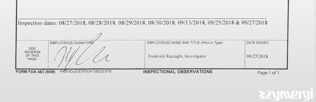 Frederick Razzaghi FDA Investigator