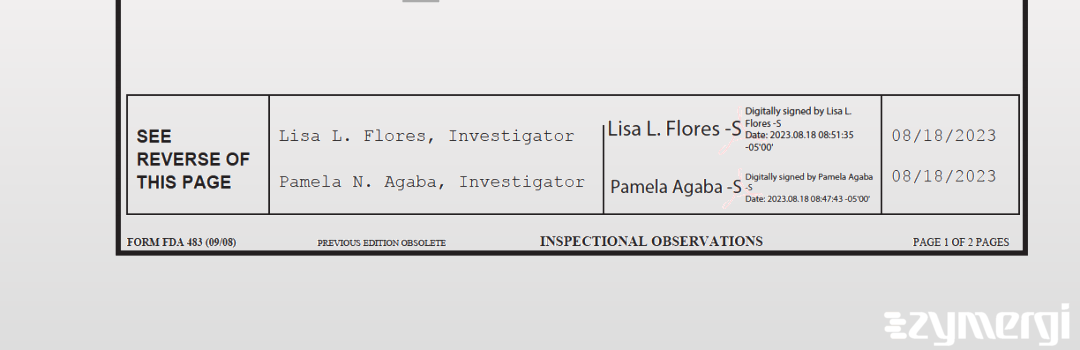 Lisa L. Flores FDA Investigator Pamela N. Agaba FDA Investigator 