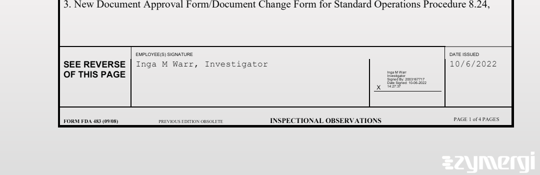 Inga M. Warr FDA Investigator