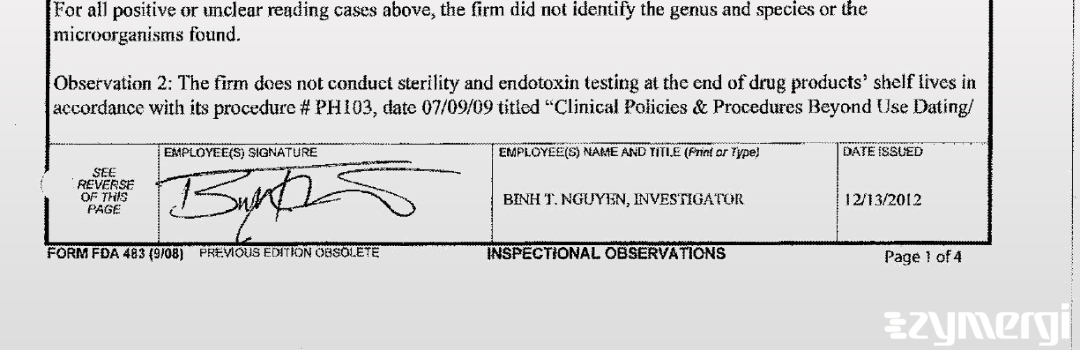 Jeff M. Uriarte FDA Investigator Sean P. Desbrow FDA Investigator Binh T. Nguyen FDA Investigator 