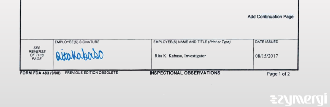 Rita K. Kabaso FDA Investigator 