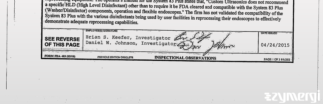 Brian S. Keefer FDA Investigator Daniel W. Johnson FDA Investigator 