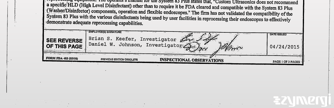 Brian S. Keefer FDA Investigator Daniel W. Johnson FDA Investigator