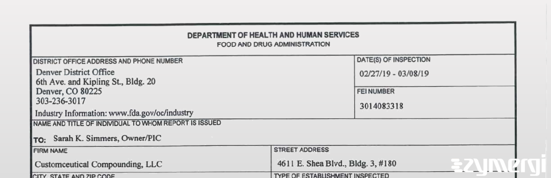 FDANews 483 Customceutical Compounding Mar 8 2019 top