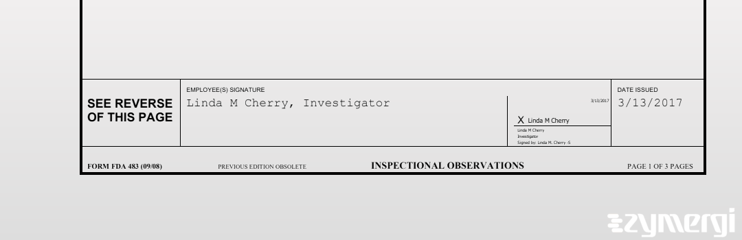 Linda M. Cherry FDA Investigator